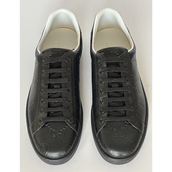 Gucci Men’s GG Embossed Leather Black Sneakers 15.5 US (15 Gucci) 625787 IT NIB - Picture 9 of 16